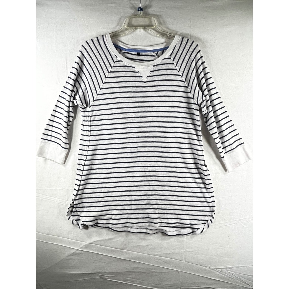 Calvin Klein Performance Womens Striped Thermal Waffle Knit Top Navy White Small